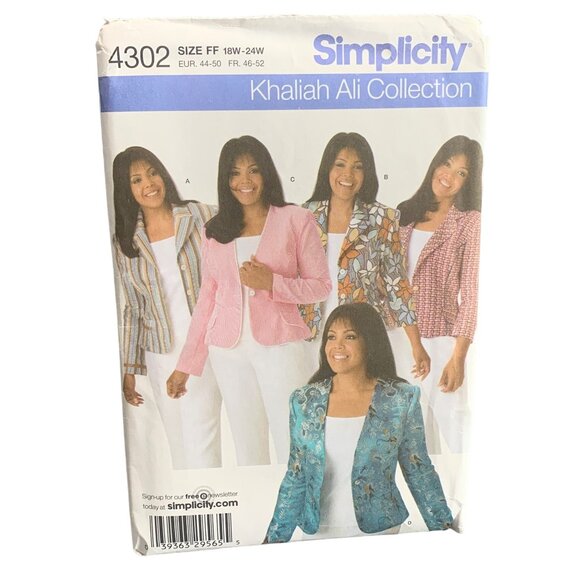 Simplicity 4302 Misses'/Women's Blazers Sewing Pattern Sizes 18W-24W - uncut - Picture 1 of 2
